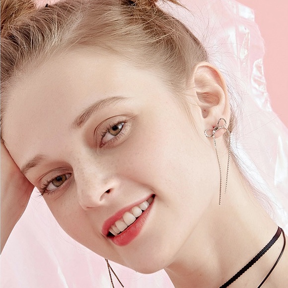 2/$20! Light Bronze Tied Bow Earrings w/Long Tails - Picture 3 of 6